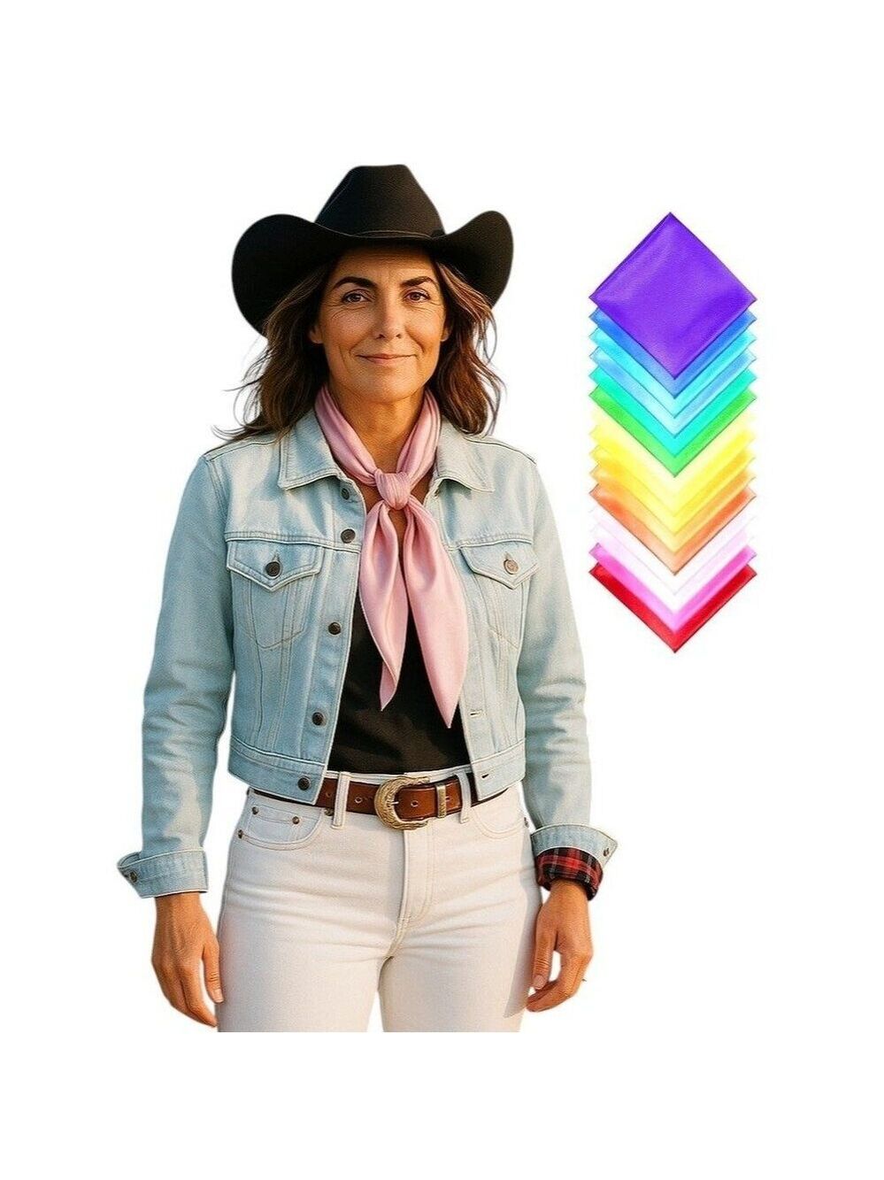 Turquoise Blue Wild Rag Scarf 35x35 Satin Western Cowgirl Cowboy Bandana - Picture 13 of 13